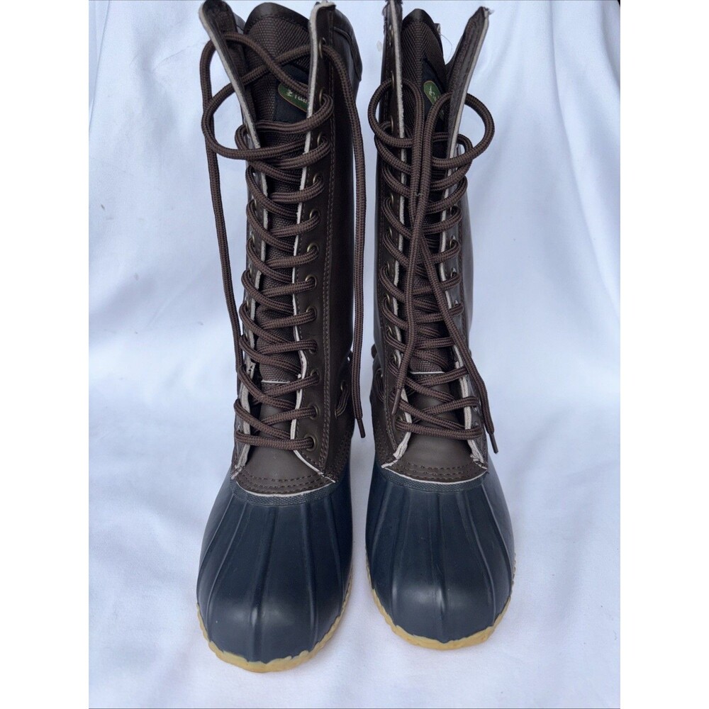 Vtg Tamarack Tall Duck Boots All-Weather Waterproof Lace Up Brown Navy Sz 6